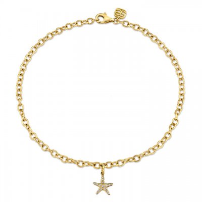 Gold & Diamond Small Starfish Anklet