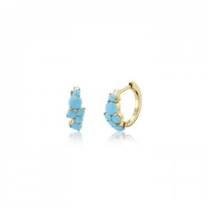 Gold & Turquoise Cocktail Huggie Hoops