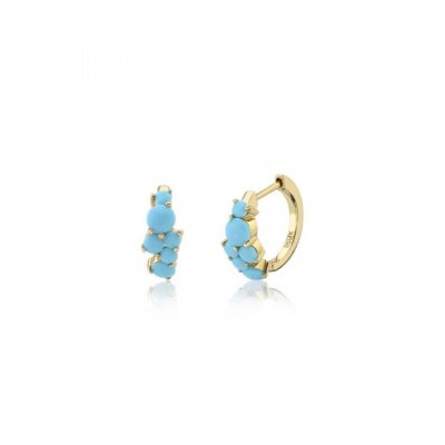 Gold & Turquoise Cocktail Huggie Hoops