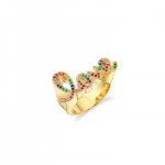 Gold & Rainbow Love Script Block Signet Ring