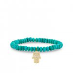 Gold & Diamond Medium Hamsa on Turquoise