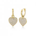 Gold & Diamond Heart Hoops