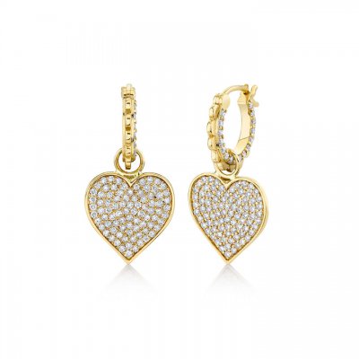 Gold & Diamond Heart Hoops