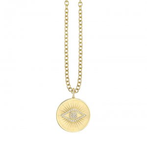 Gold & Pave Diamond Evil Eye Coin Charm