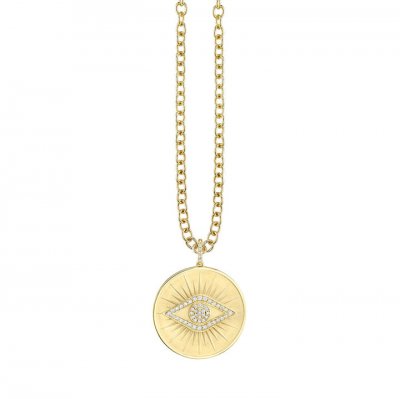 Gold & Pave Diamond Evil Eye Coin Charm