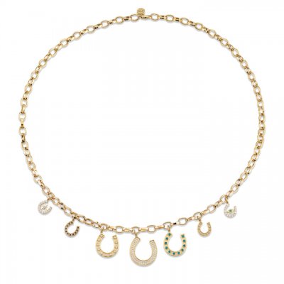 Gold & Diamond Multi-Horseshoe Necklace