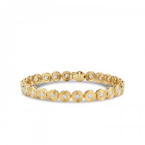 Gold & Diamond SmallFluted Tennis Bracelet