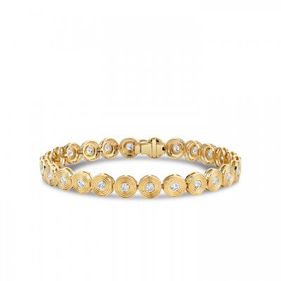 Gold & Diamond SmallFluted Tennis Bracelet