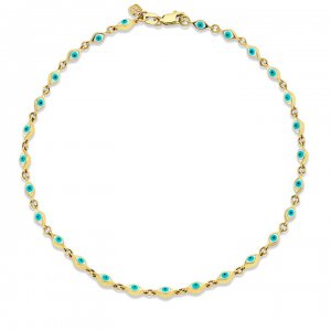 Gold & Enamel Mini Evil Eye Anklet