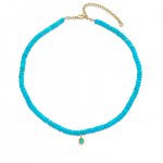 Little Loves Gold & Turquoise Fluted Stone Turquoise Heishi Necklace