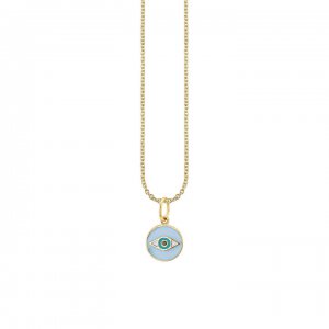 Little Loves Gold & Enamel Tiny Evil Eye Medallion Necklace