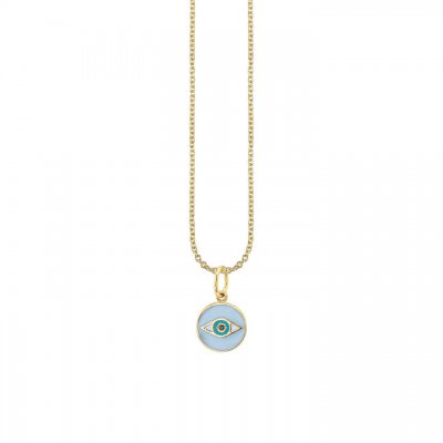 Little Loves Gold & Enamel Tiny Evil Eye Medallion Necklace