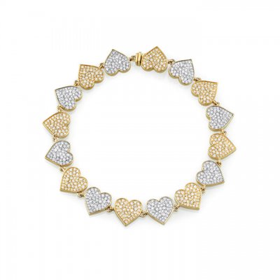 Two-Tone Gold & Diamond Heart Eternity Bracelet