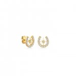 Gold & Diamond Starburst Horseshoe Stud