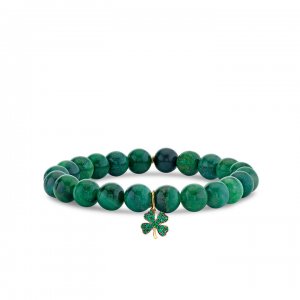 Gold & Emerald Clover on Verdite