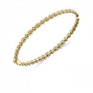 Gold & Diamond Tiny Daisy Bangle