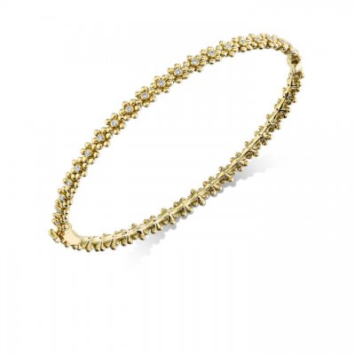 Gold & Diamond Tiny Daisy Bangle