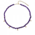 Gold & Diamond Multi Flowers & Rondelles Amethyst Necklace