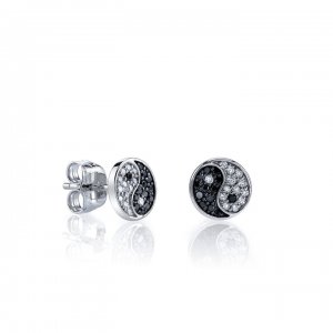 Gold & Diamond Yin Yang Stud