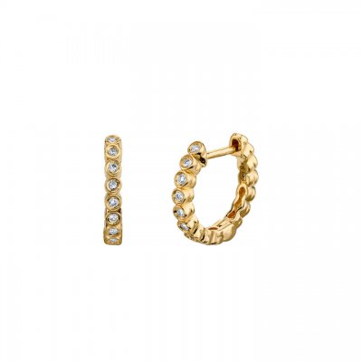 Gold & Diamond Round Bezel Hoops