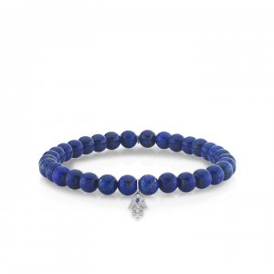 Men's Collection Gold & Diamond Hamsa on Lapis