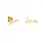 Pure Gold Tiny Love Script Stud