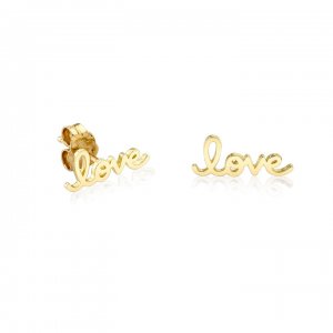 Pure Gold Tiny Love Script Stud