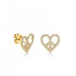 Gold & Diamond Peace Heart Stud