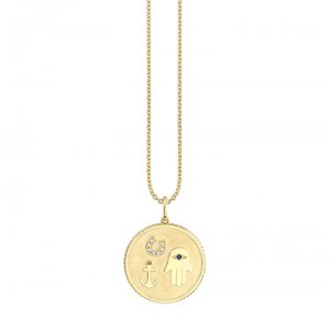 Gold & Diamond Luck Protection and Hope Coin Charm