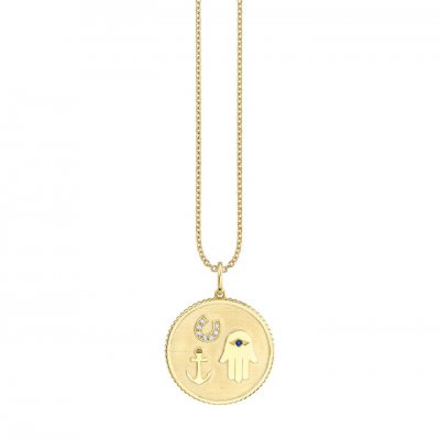 Gold & Diamond Luck Protection and Hope Coin Charm