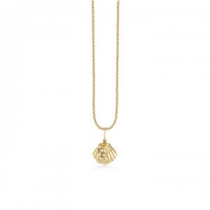 Gold & Diamond Small Clam Shell Charm