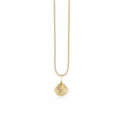 Gold & Diamond Small Clam Shell Charm