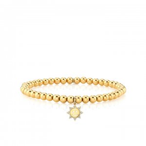 Gold & Diamond Happy Face Sun on Gold Beads