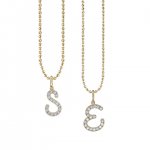 Gold & Diamond Large Initial Charm Necklace