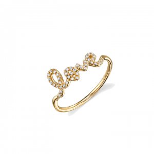 Gold & Pave Diamond Love Ring