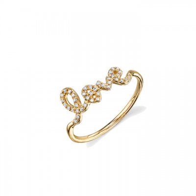 Gold & Pave Diamond Love Ring