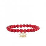 Gold & Diamond Lotus on Red Bamboo Coral