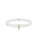 Gold & Diamond Cross on Pearls