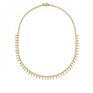 Gold & Diamond Marquise Eye Eternity Front Fringe Necklace