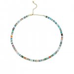 Gold & Diamond Ball Rainbow Heishi Choker