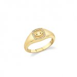 Men's Collection Gold & Diamond Evil Eye Icon Signet Ring