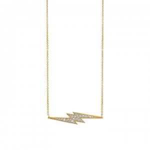 Gold & Diamond Large Lightning Bolt Necklace