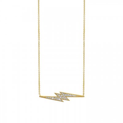 Gold & Diamond Large Lightning Bolt Necklace