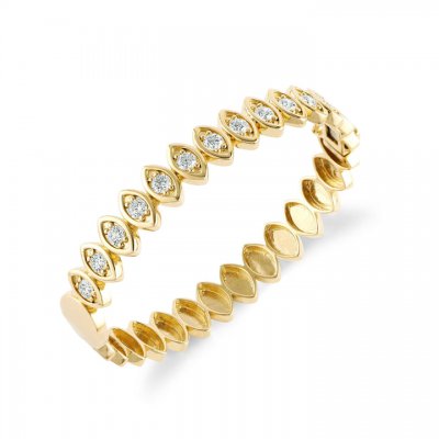 Gold & Diamond Large Marquise Eye Hinge Bangle