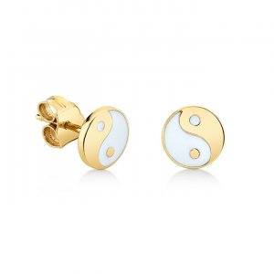 Gold & Enamel Yin Yang Stud