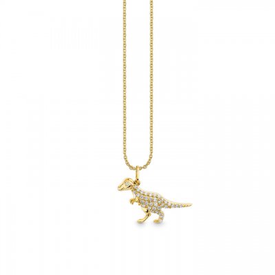 Little Loves Gold & Diamond T-Rex Necklace