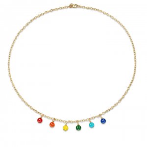 Little Loves Gold & Enamel Tiny Happy Face Necklace