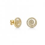 Gold & Diamond Spiral Stud