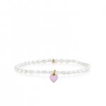 Little Loves Gold & Enamel Heart on White Rice Pearl