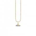 Little Loves Gold & Diamond Flying Saucer Charm Necklace